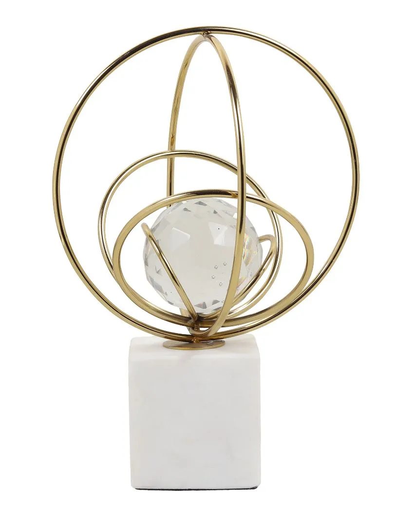 Elysian Steek Rings Crystal Ball Sculpture | 8 x 12 inches