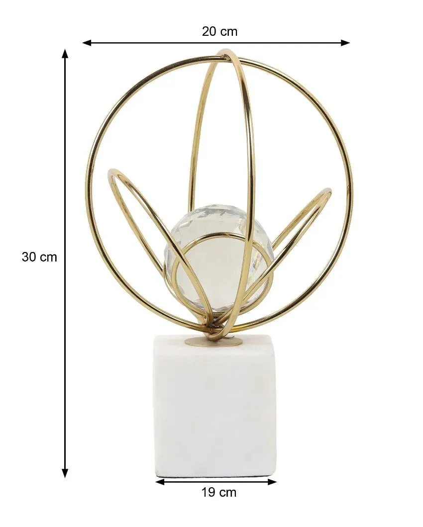 Elysian Steek Rings Crystal Ball Sculpture | 8 x 12 inches