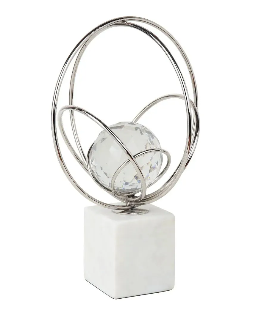 Elysian Steek Rings Crystal Ball Sculpture | 8 x 12 inches