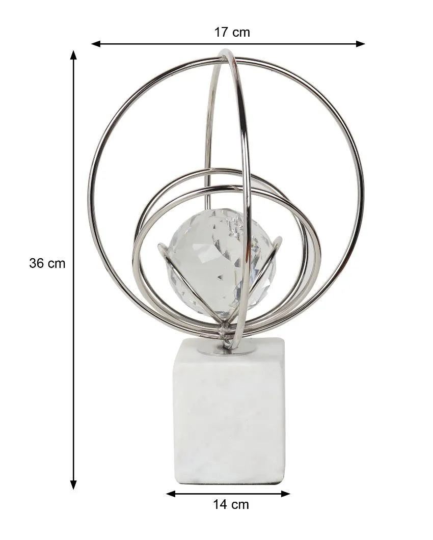 Elysian Steek Rings Crystal Ball Sculpture | 8 x 12 inches
