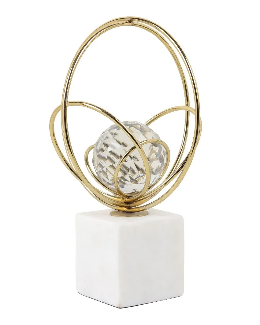 Elysian Steek Rings Crystal Ball Sculpture | 8 x 12 inches