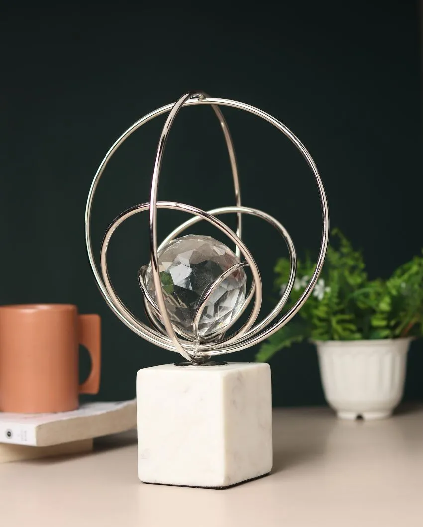Elysian Steek Rings Crystal Ball Sculpture | 8 x 12 inches