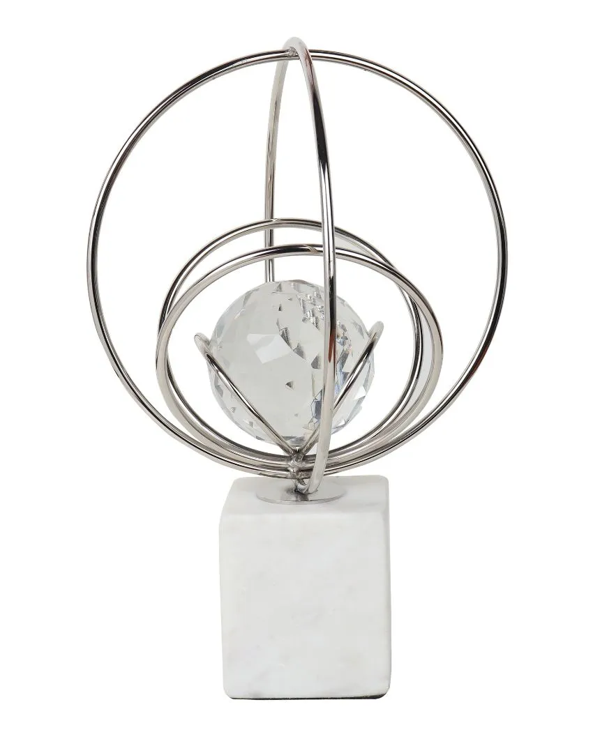 Elysian Steek Rings Crystal Ball Sculpture | 8 x 12 inches
