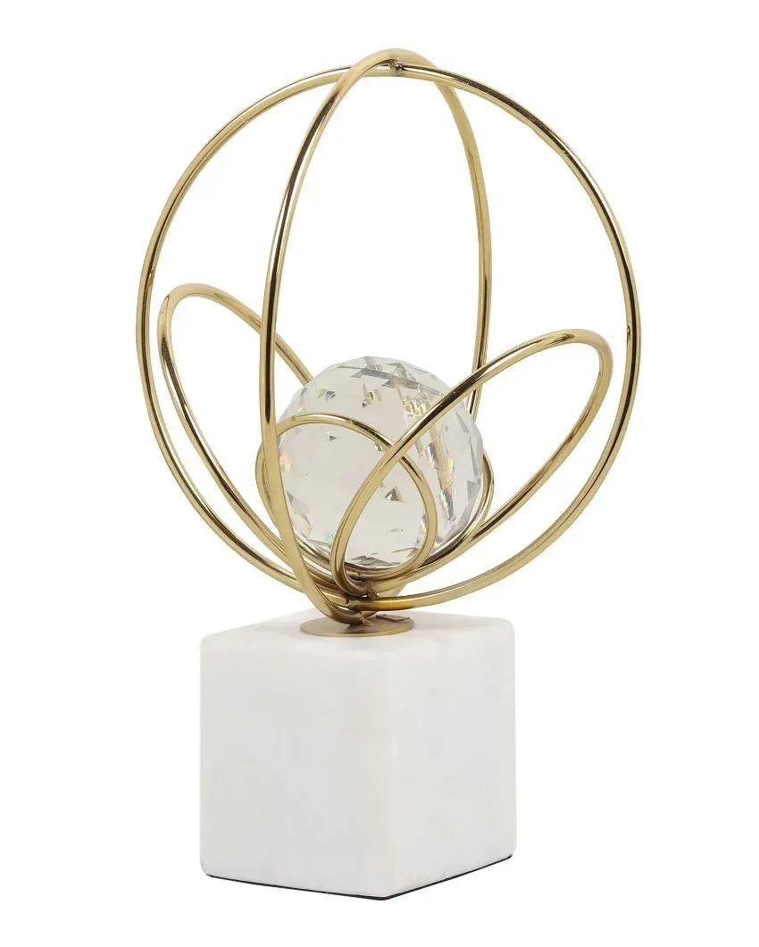 Elysian Steek Rings Crystal Ball Sculpture | 8 x 12 inches