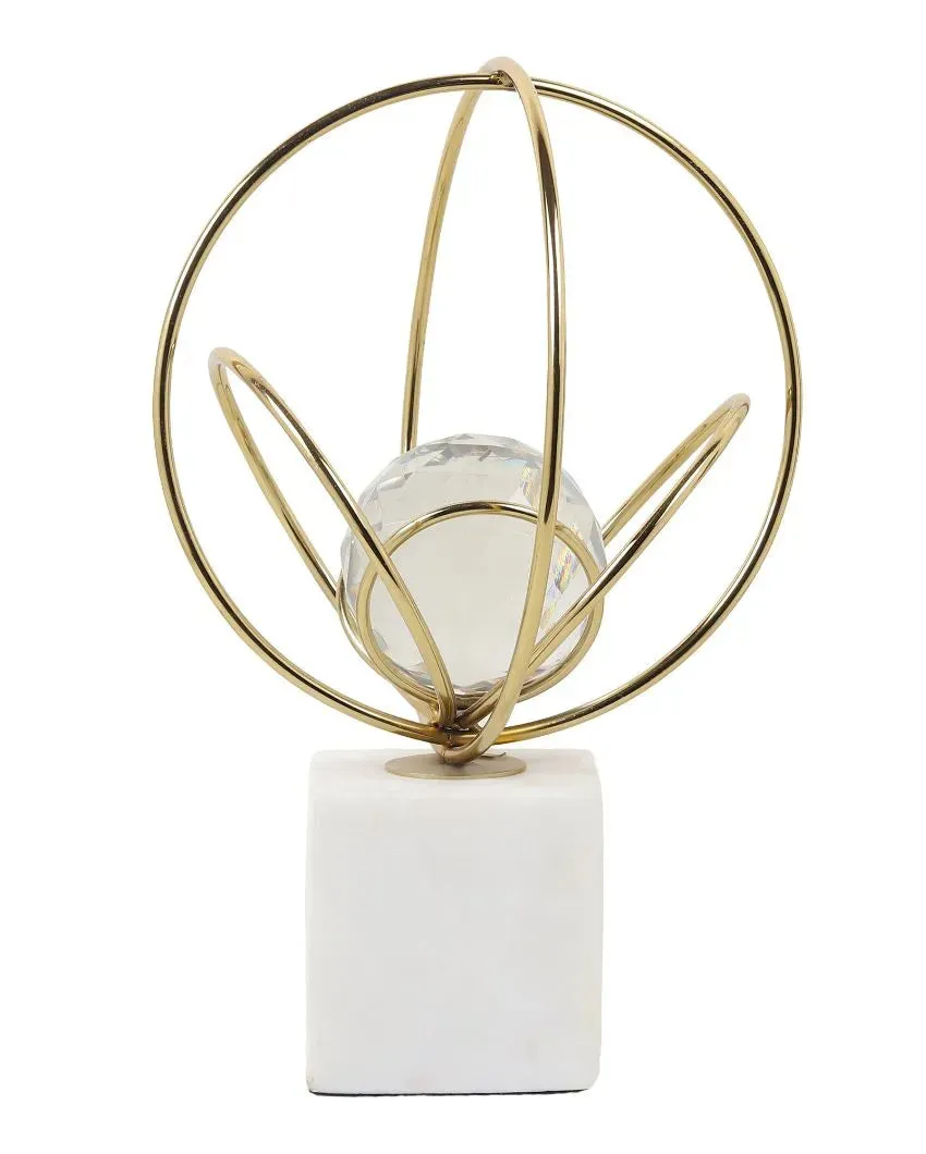 Elysian Steek Rings Crystal Ball Sculpture | 8 x 12 inches