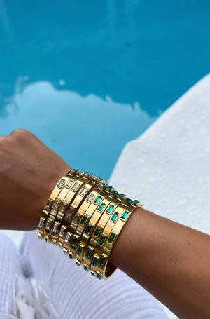 Emerald   White Bangle - Water Resistant