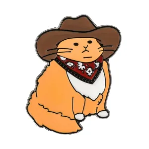 Enamel Pin Cowboy Cat Brooch Alloy Cute Cartoon Animal Lapel Pins Funny Cat Clip Decoration Badges for Backpacks Clothes Jackets Bags Hat Christmas Valentine's Day Gift