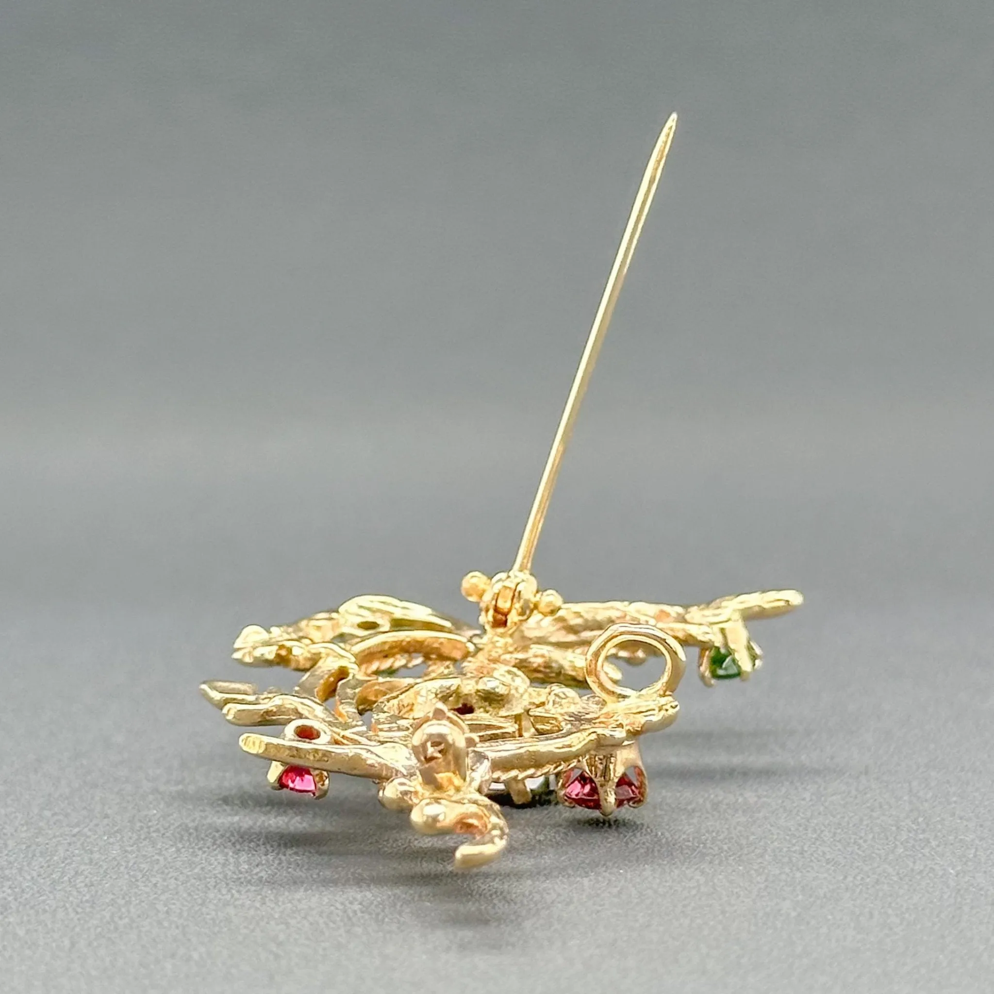 Estate 14K Y Gold 2.36ctw Multicolor Tourmaline Filigree Pin