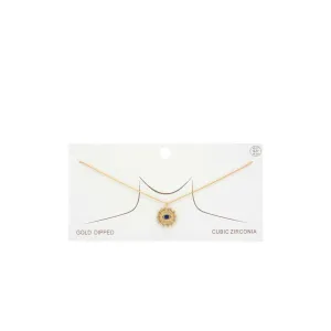 Evil Eye Sun Charm Gold Dipped Necklace
