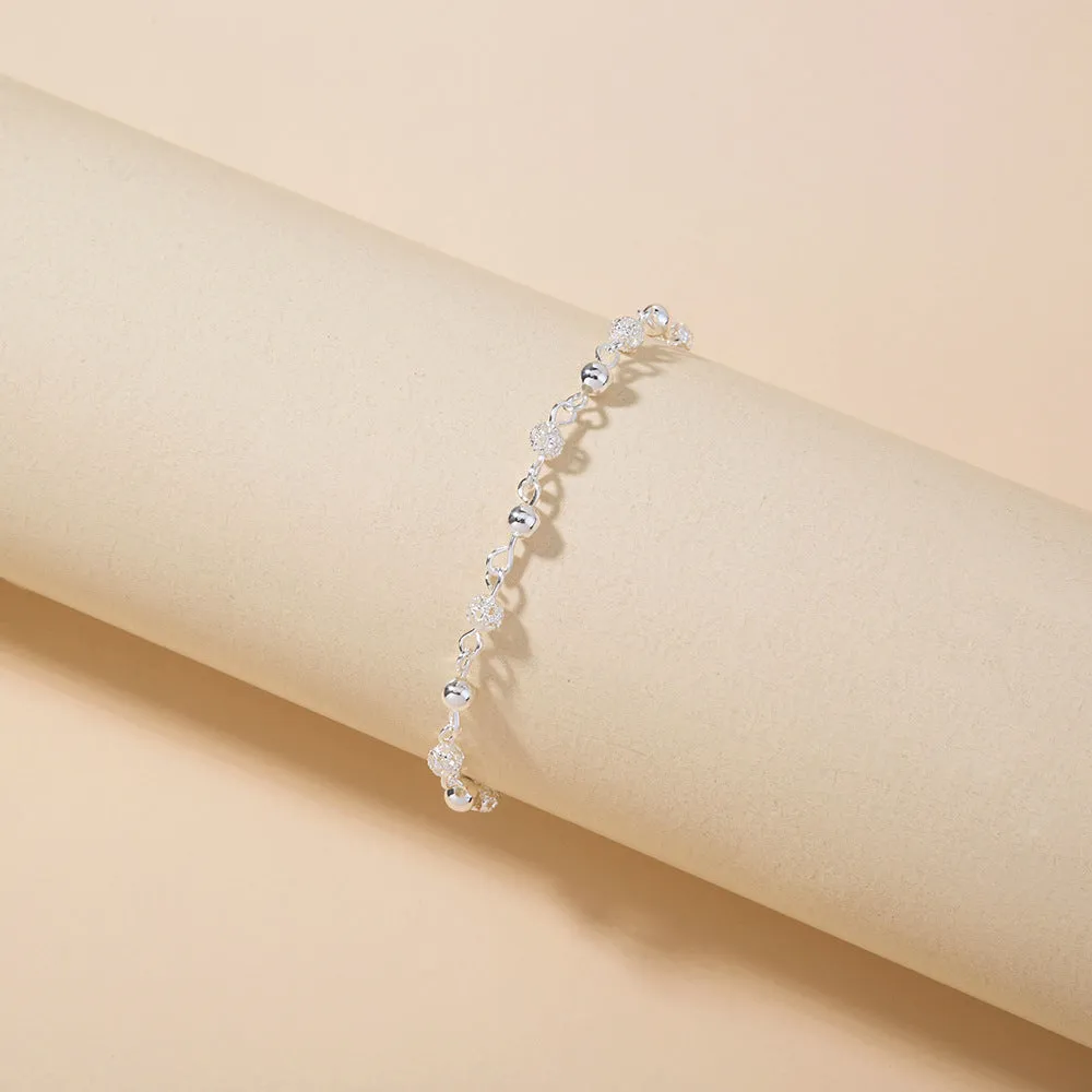 Exquisite & Simple Silver Plated Temperament Hollow Bead Chain Bracelet