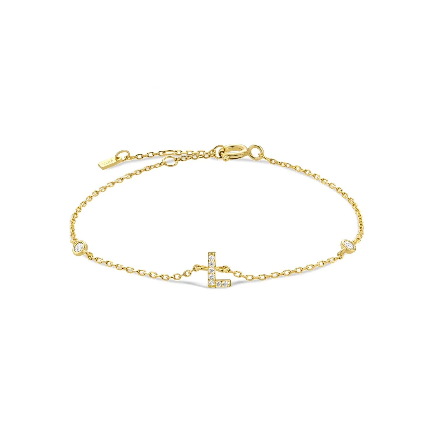 Exquisite Crystal Initials Alphabet Letters 925 Sterling Silver Chain Bracelets for Women Fine Jewelry Accessories