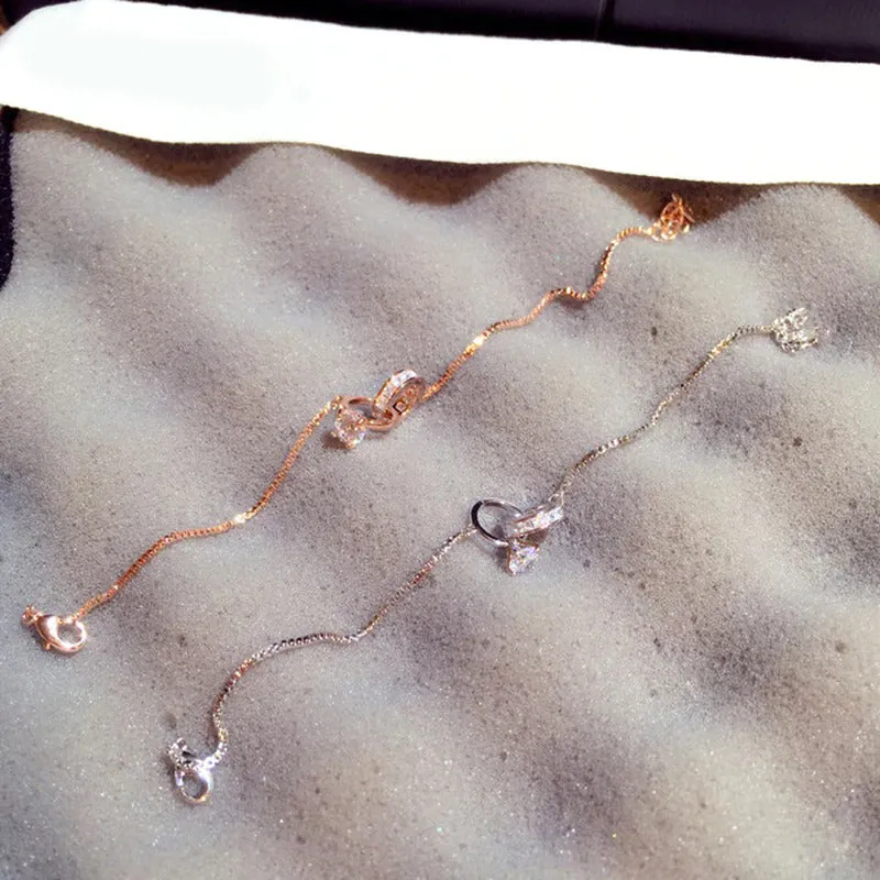 Exquisite Intertwined Double Zircon Charm Bracelet
