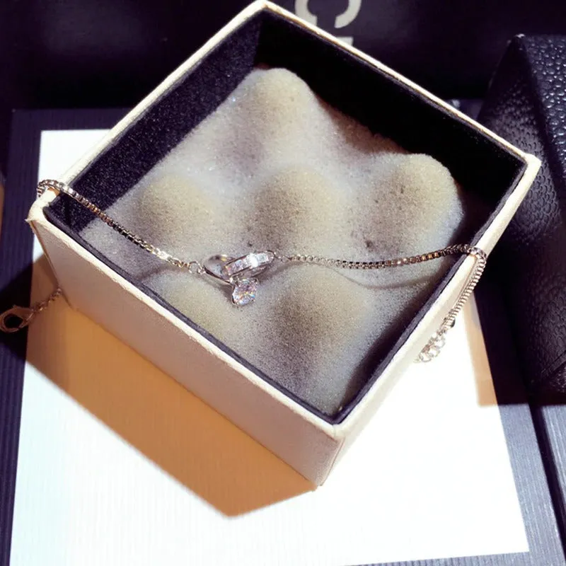 Exquisite Intertwined Double Zircon Charm Bracelet