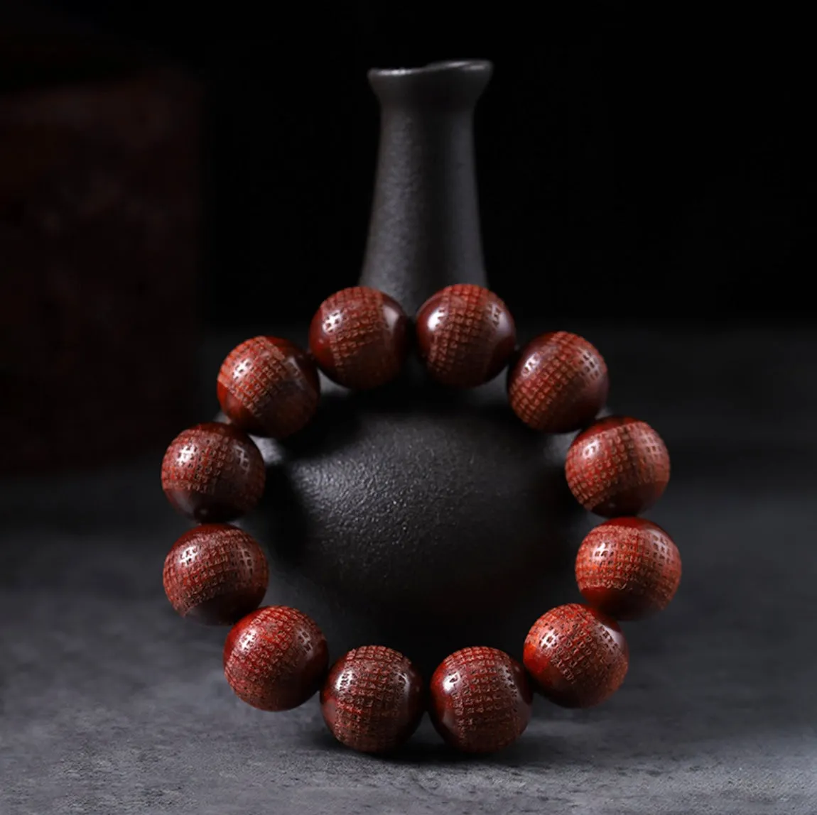 Exquisite Sandalwood Heart Sutra Wrist Mala Bracelet