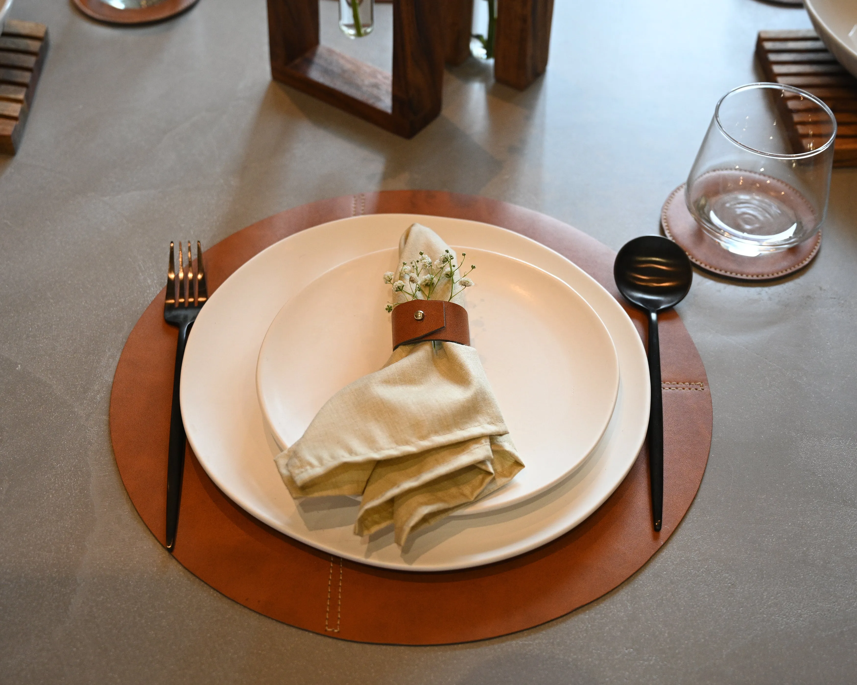 Faux Leather Napkin Rings - Set of 2