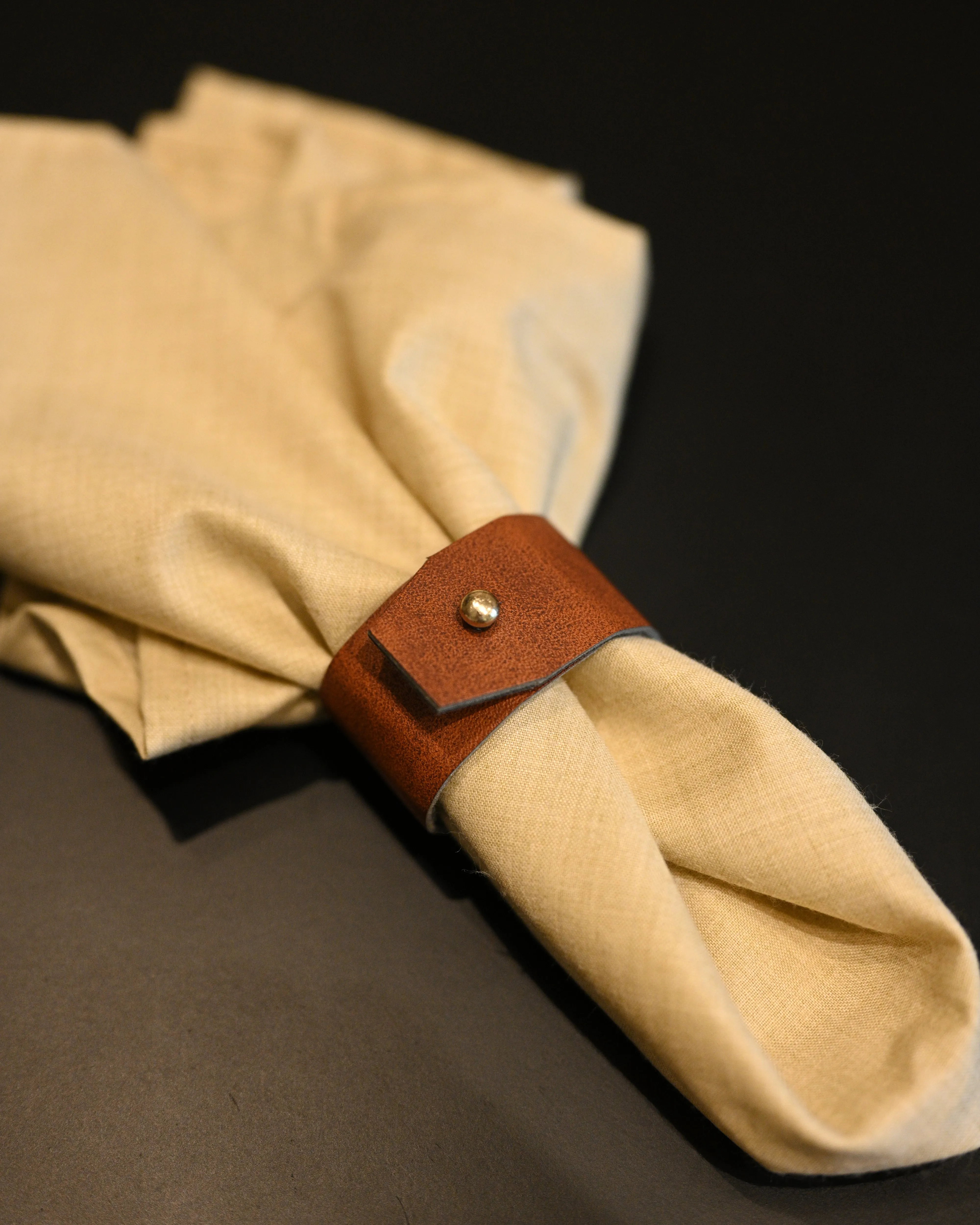 Faux Leather Napkin Rings - Set of 2