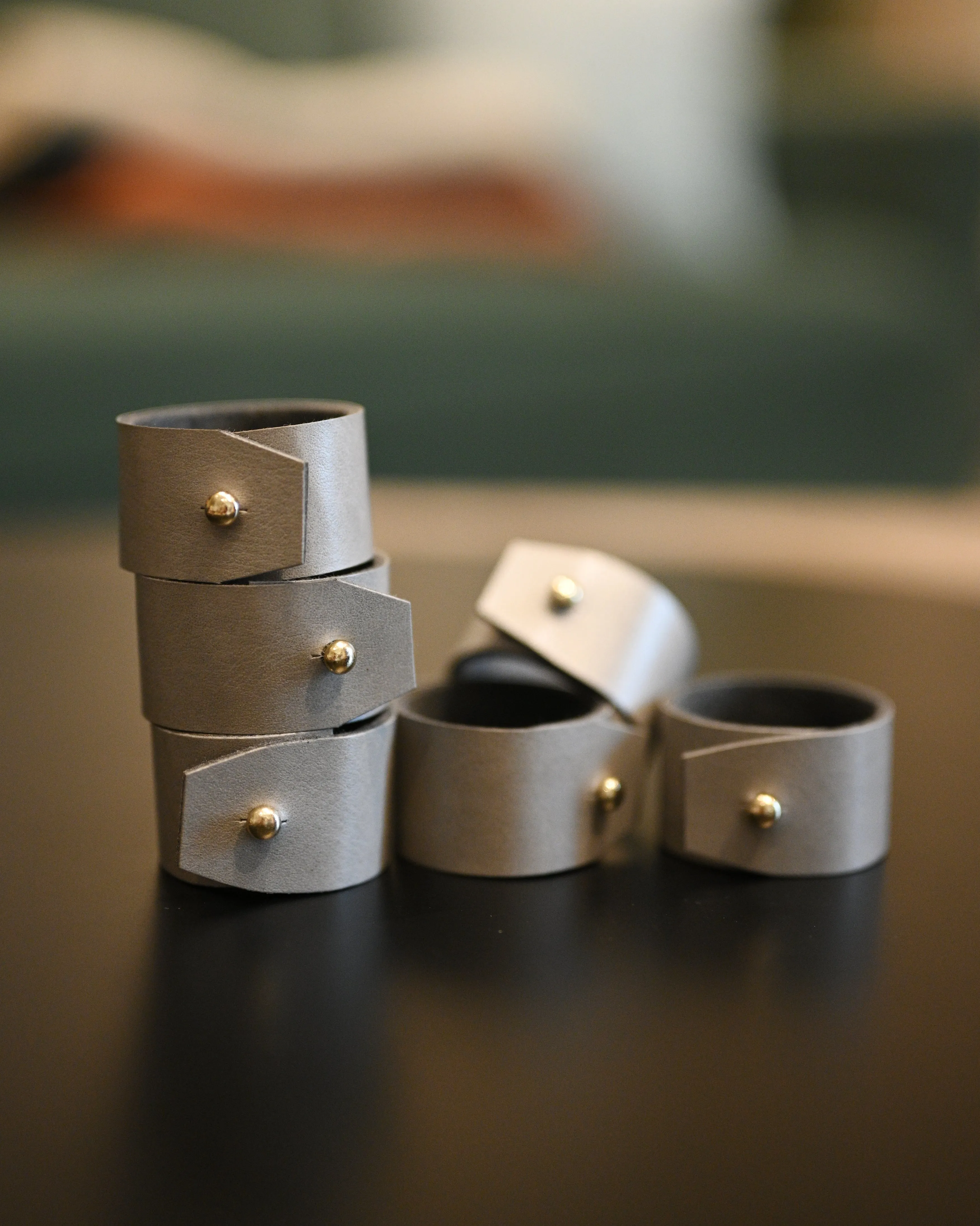 Faux Leather Napkin Rings - Set of 2