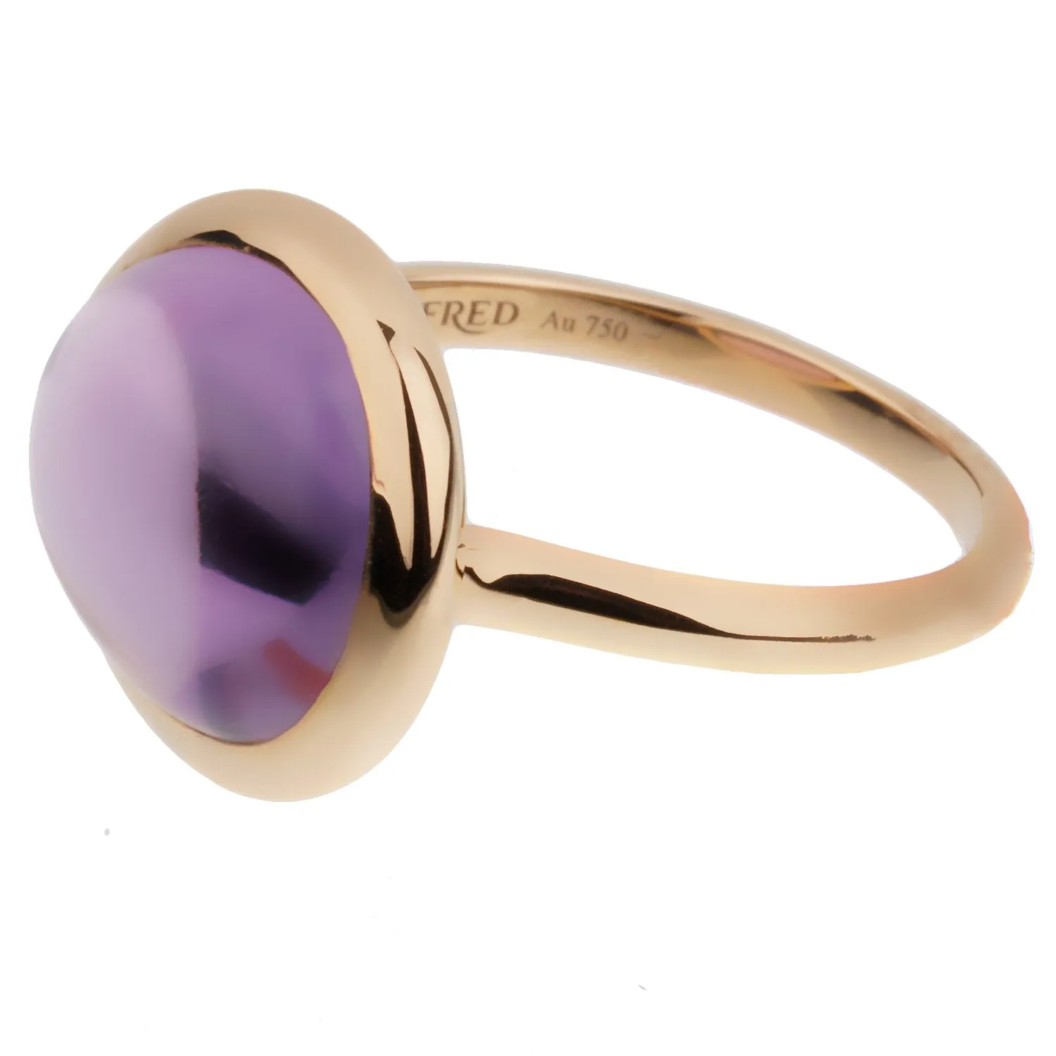 Fred of Paris 7ct Amethyst 18k Rose Gold Cocktail Ring Size 5 3/4