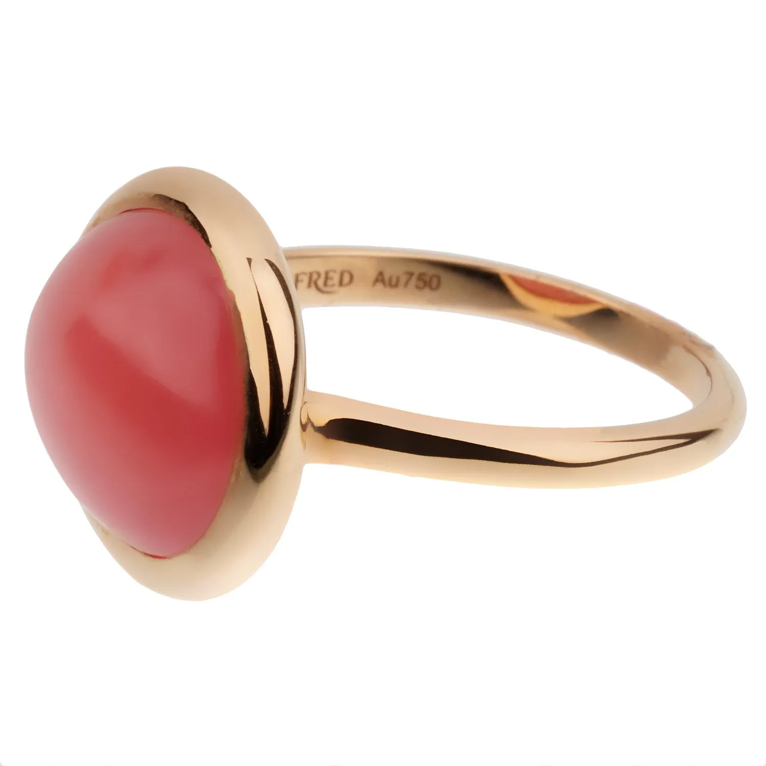 Fred of Paris Rhodochrosite 18k Rose Gold Cocktail Ring Sz 6 1/2