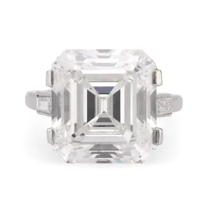French GIA 10.7 Carat Asscher Cut Diamond Platinum Engagement Ring