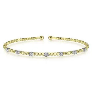 Gabriel & Co. White-Yellow Gold Bujukan Diamond Stations Bangle
