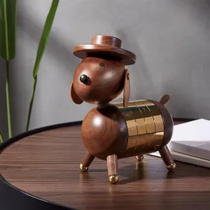 Gentleman Puppy Perpetual Calendar – Unique Wooden Desk Accessory