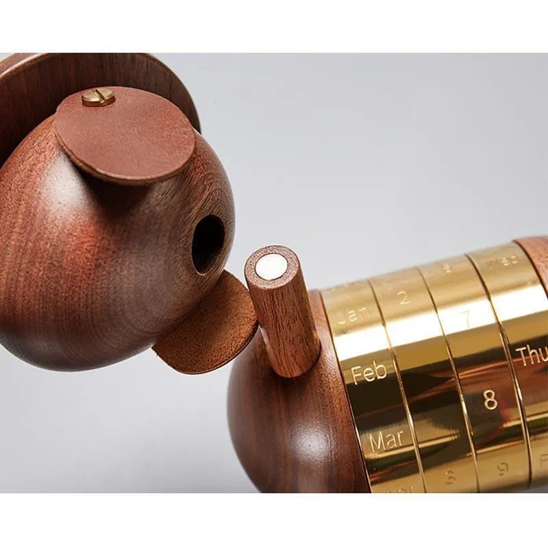 Gentleman Puppy Perpetual Calendar – Unique Wooden Desk Accessory