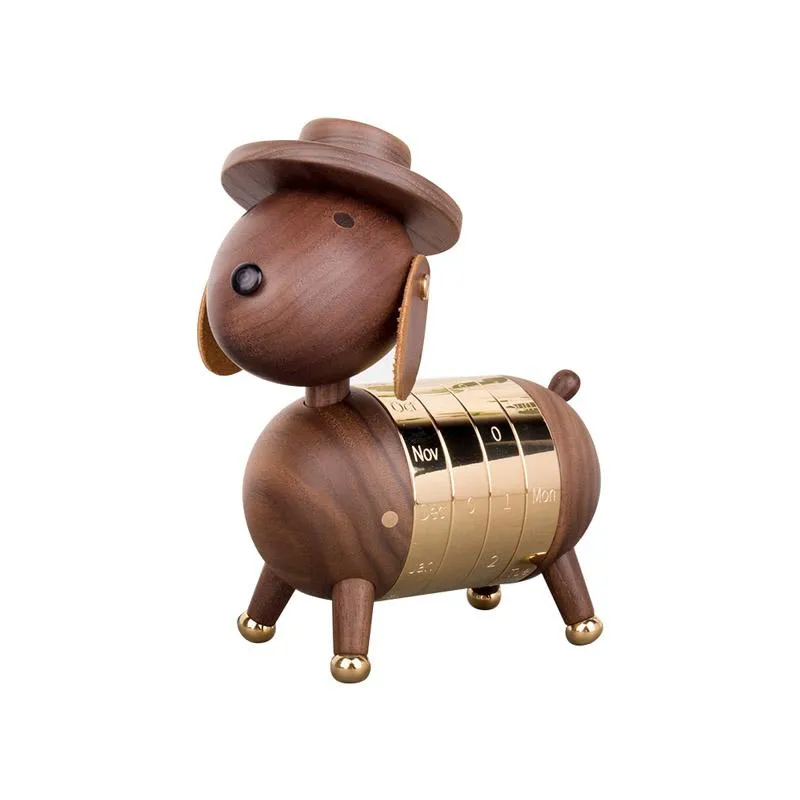 Gentleman Puppy Perpetual Calendar – Unique Wooden Desk Accessory