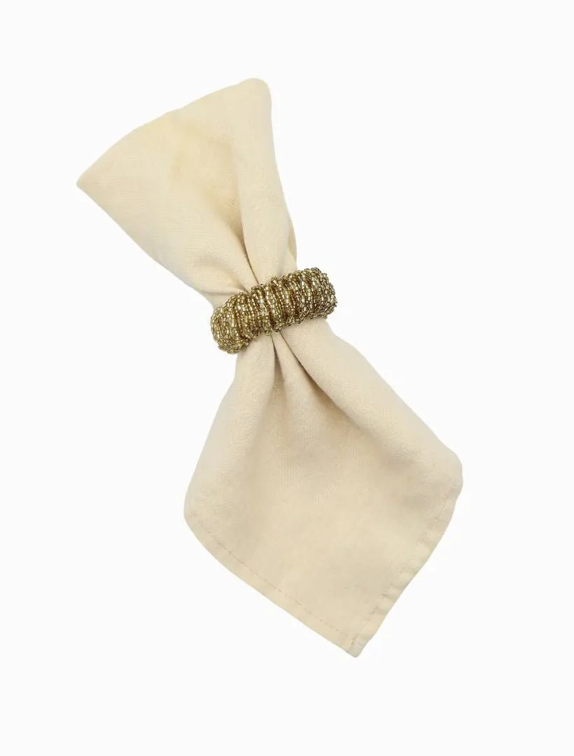 Gold Bead Wrap Napkin Ring Set of 12