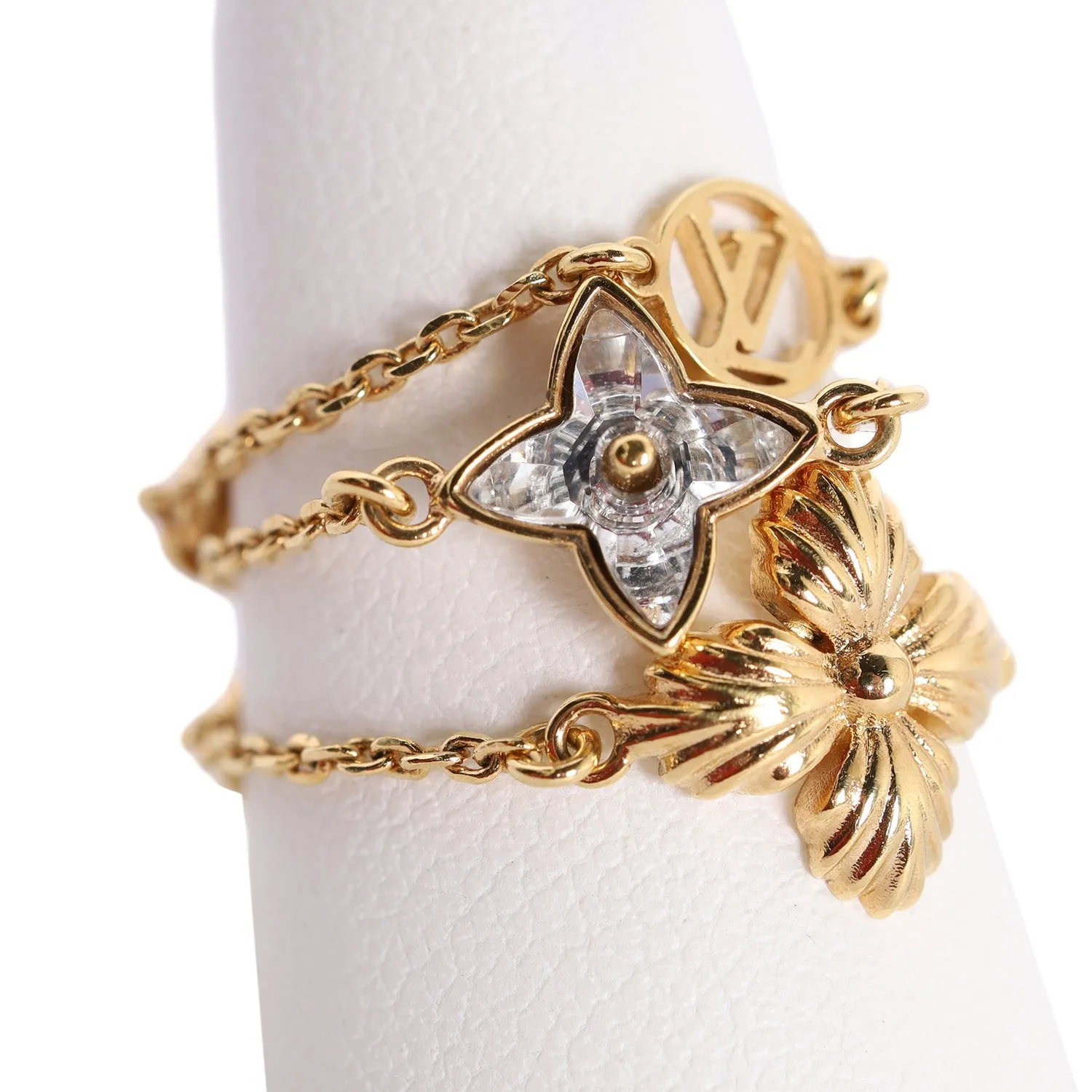Gold Blooming Strass Gold Ring Set New