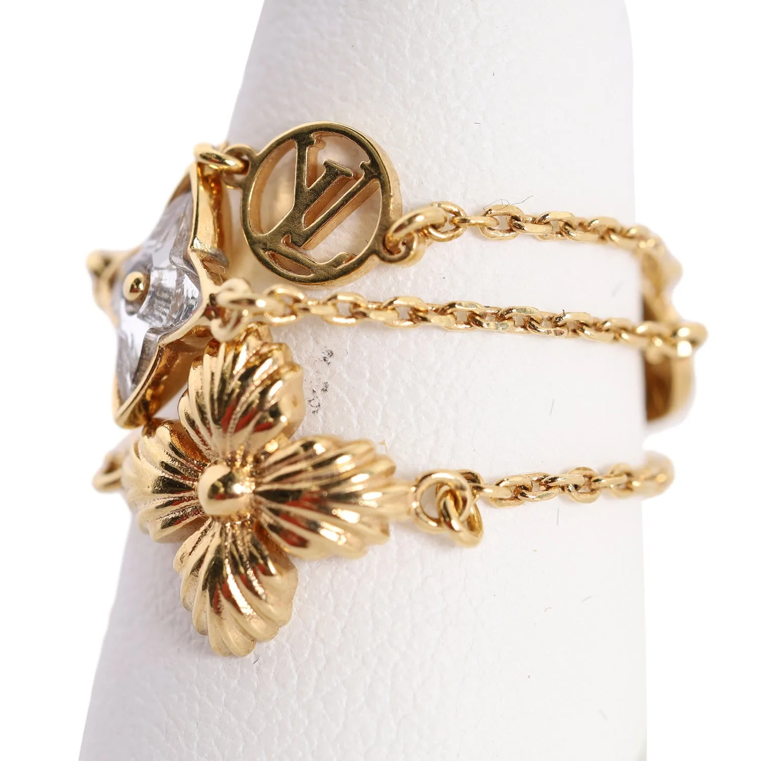 Gold Blooming Strass Gold Ring Set New