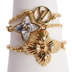 Gold Blooming Strass Gold Ring Set New