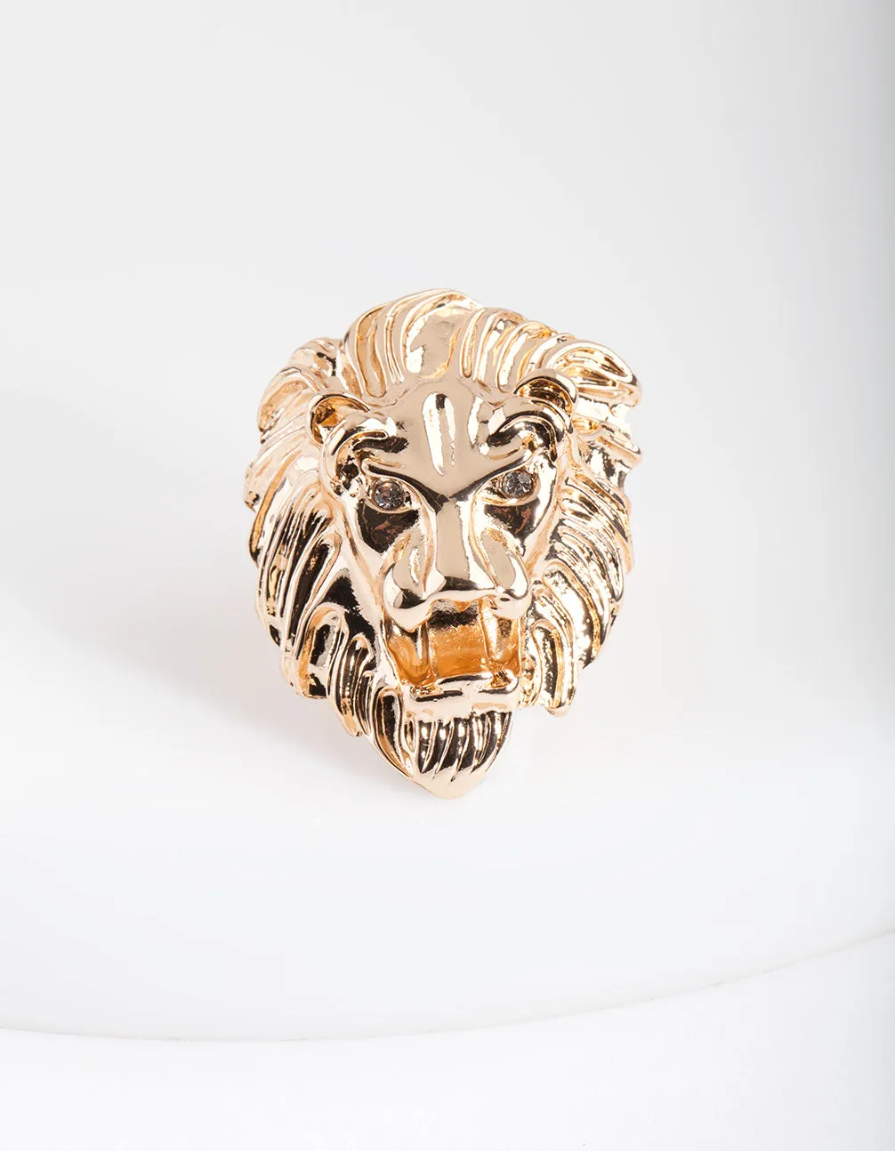 Gold Lion Head Ring
