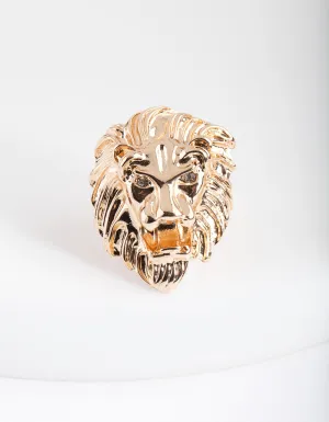 Gold Lion Head Ring