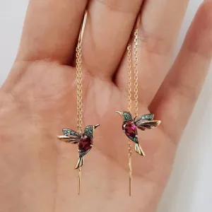 Graceful Hummingbird Drop Earrings