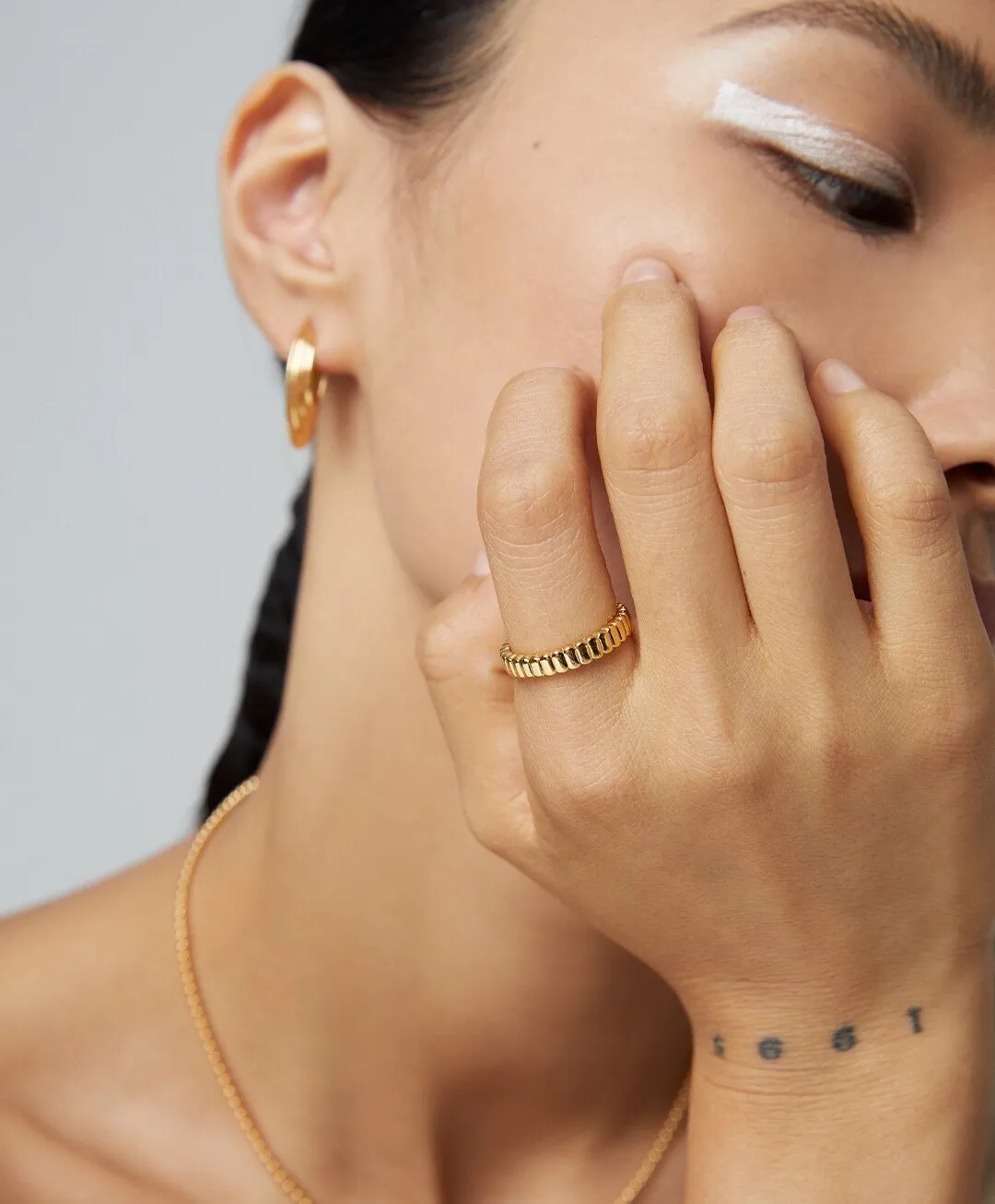 Grid Daily Open Ring in Gold Vermeil