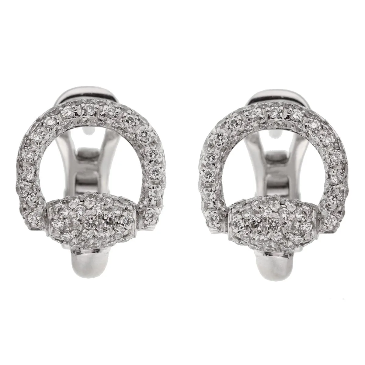 Gucci Horsebit Diamond White Gold Earrings
