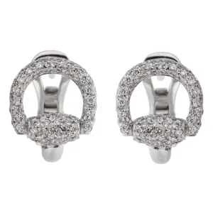 Gucci Horsebit Diamond White Gold Earrings