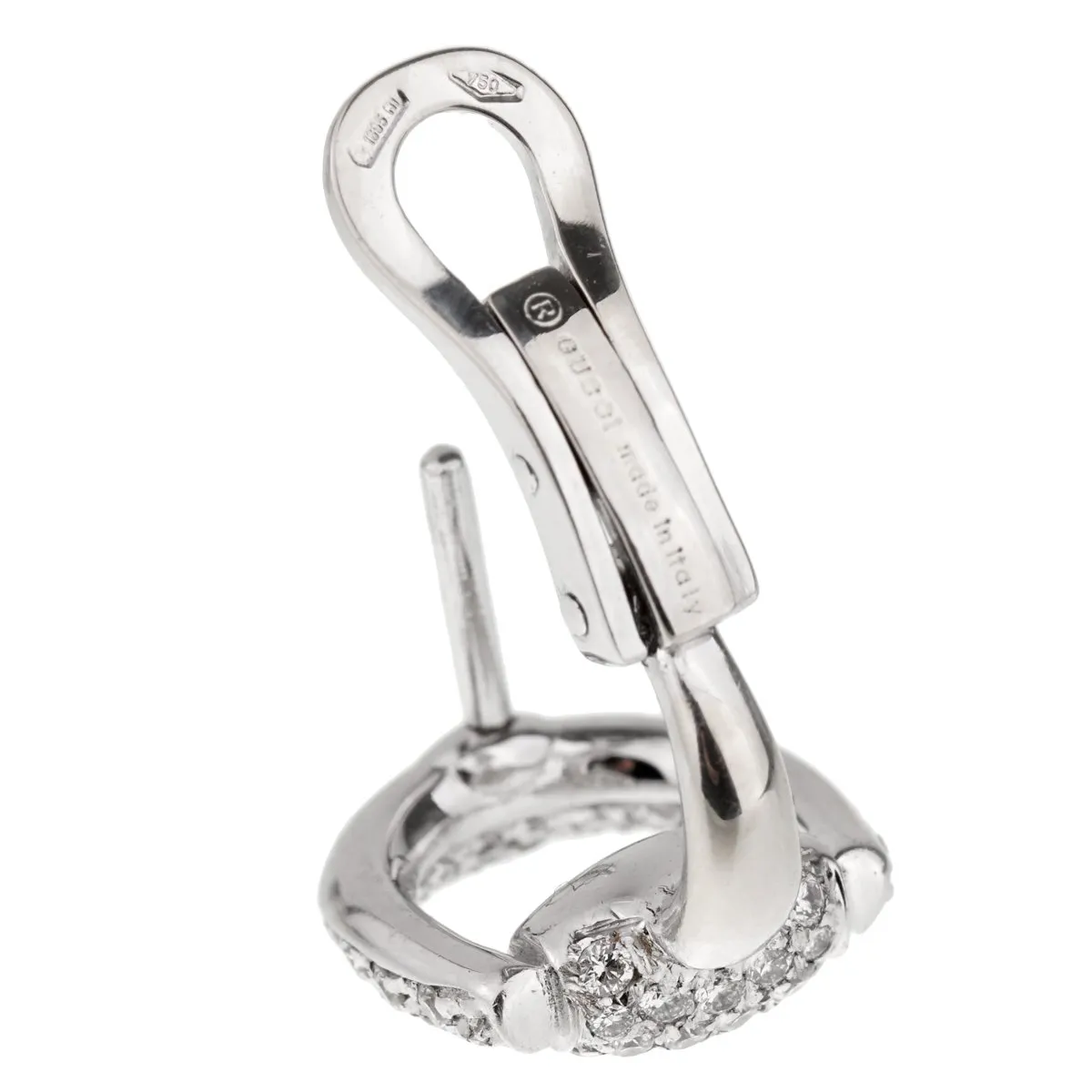 Gucci Horsebit Diamond White Gold Earrings