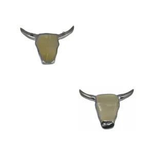 Gunmetal Electroplated Horn Bull/Steer Skull Shaped Focal Pendants- With one suspension ring and two suspension rings