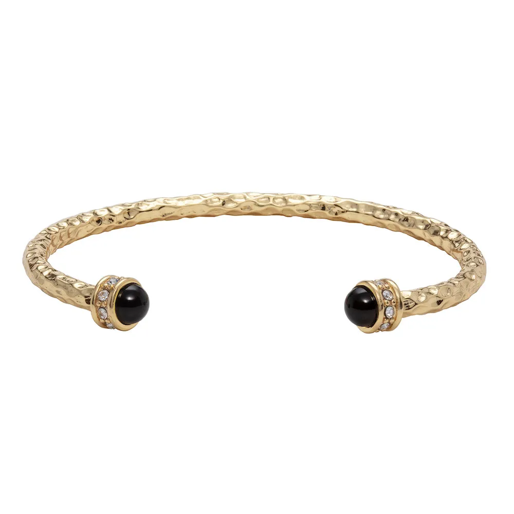 Hammered Torque Black & Gold Bangle