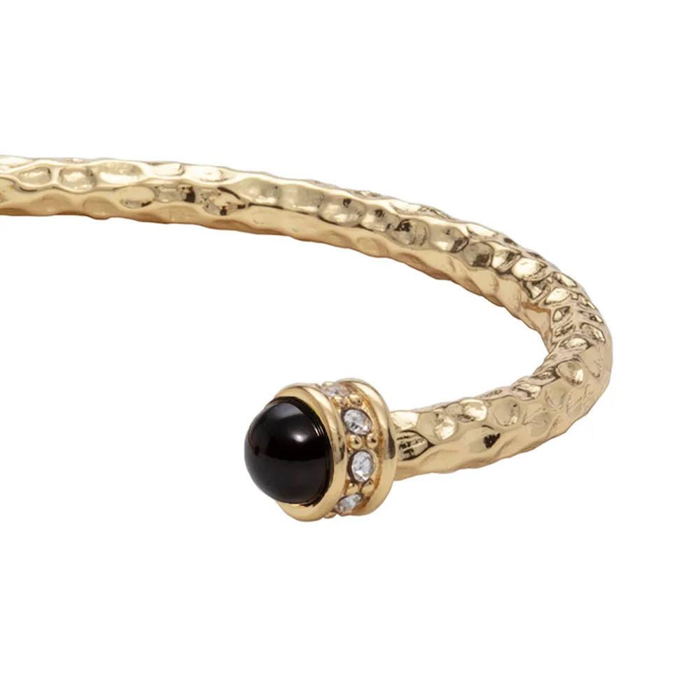 Hammered Torque Black & Gold Bangle