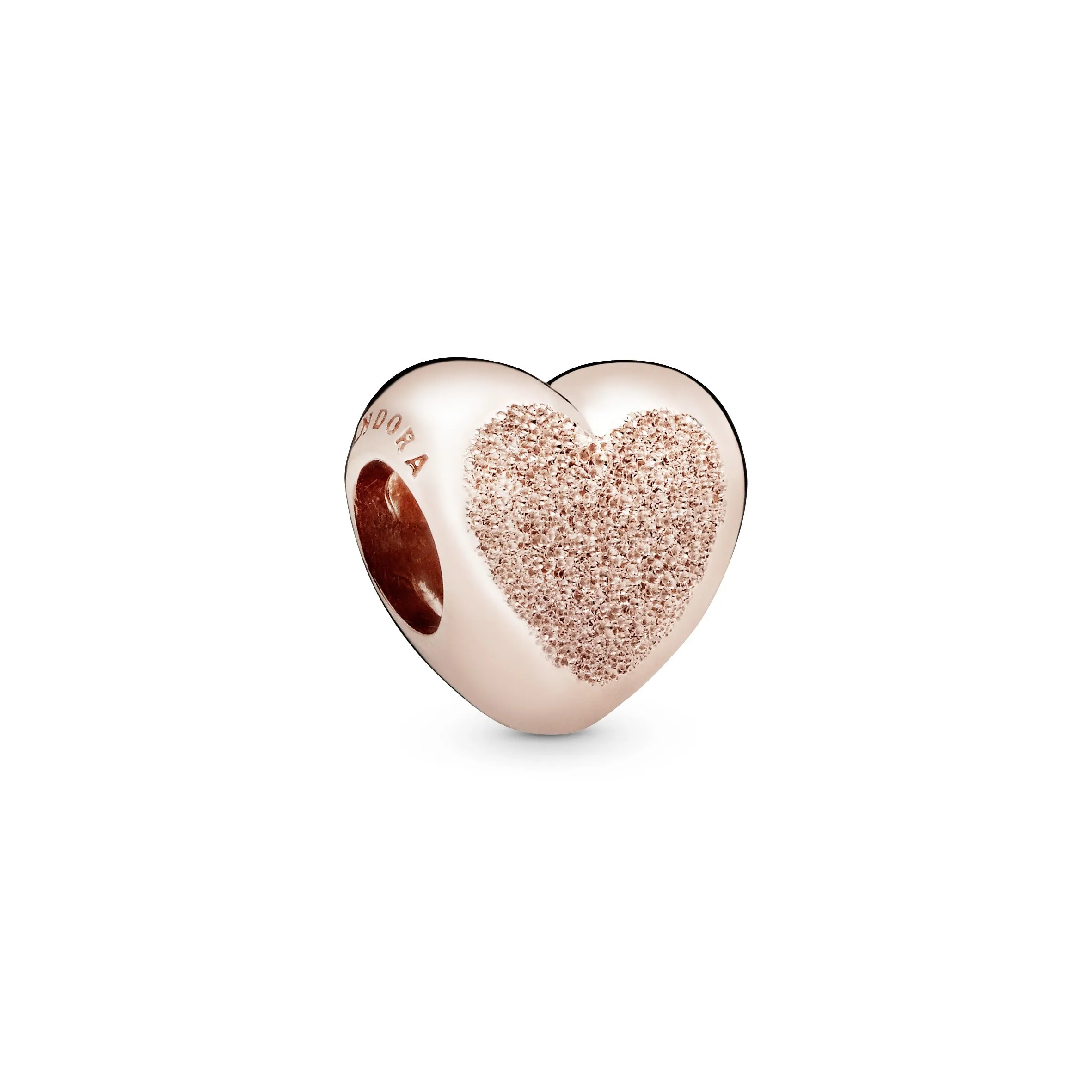 Heart charm in diamond-pointed Pandora Rose