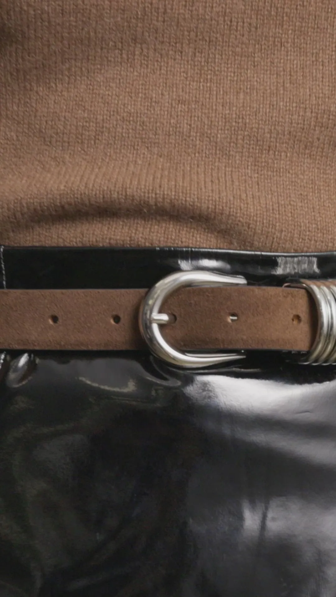 Hollyhock Suede Belt in Chocolate and Silver