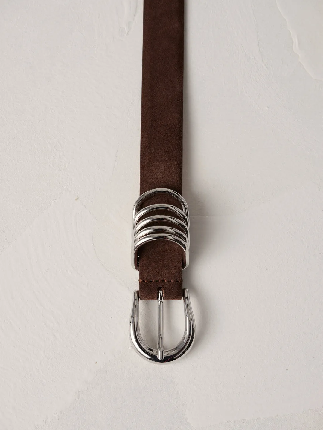 Hollyhock Suede Belt in Chocolate and Silver