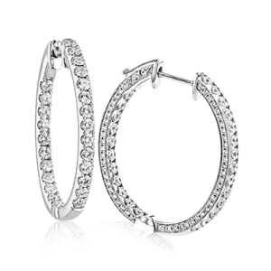 Hoop Earrings in 18k Gold with Diamonds LE4582 WHITE 18K X