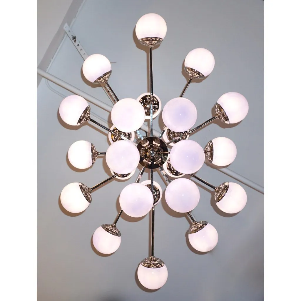 Italian Modern 24-Light Lavender Periwinkle Murano Glass Nickel Chandelier