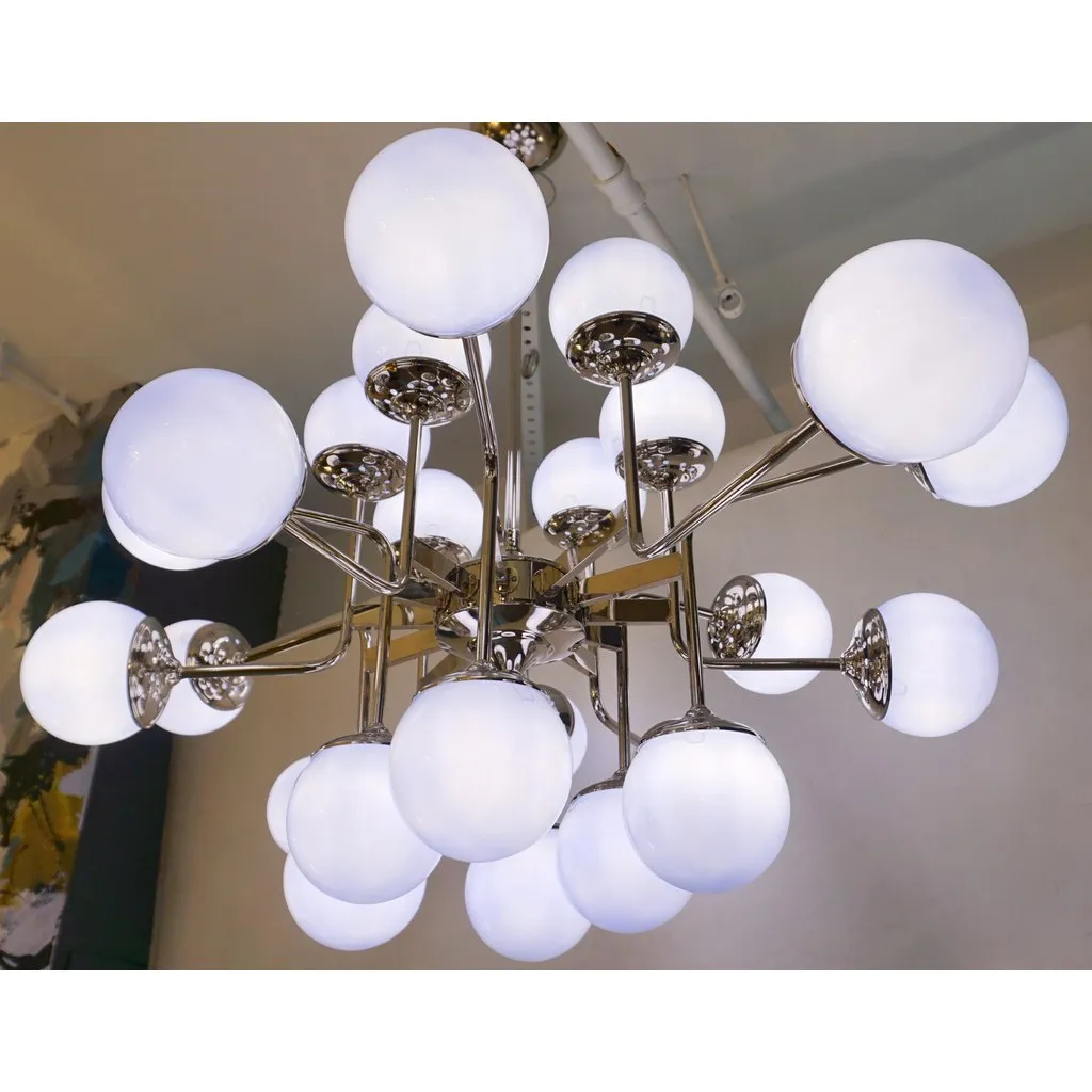 Italian Modern 24-Light Lavender Periwinkle Murano Glass Nickel Chandelier