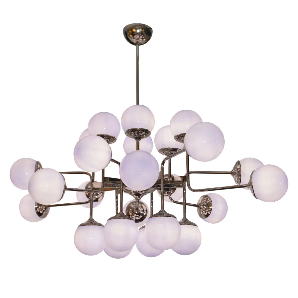 Italian Modern 24-Light Lavender Periwinkle Murano Glass Nickel Chandelier