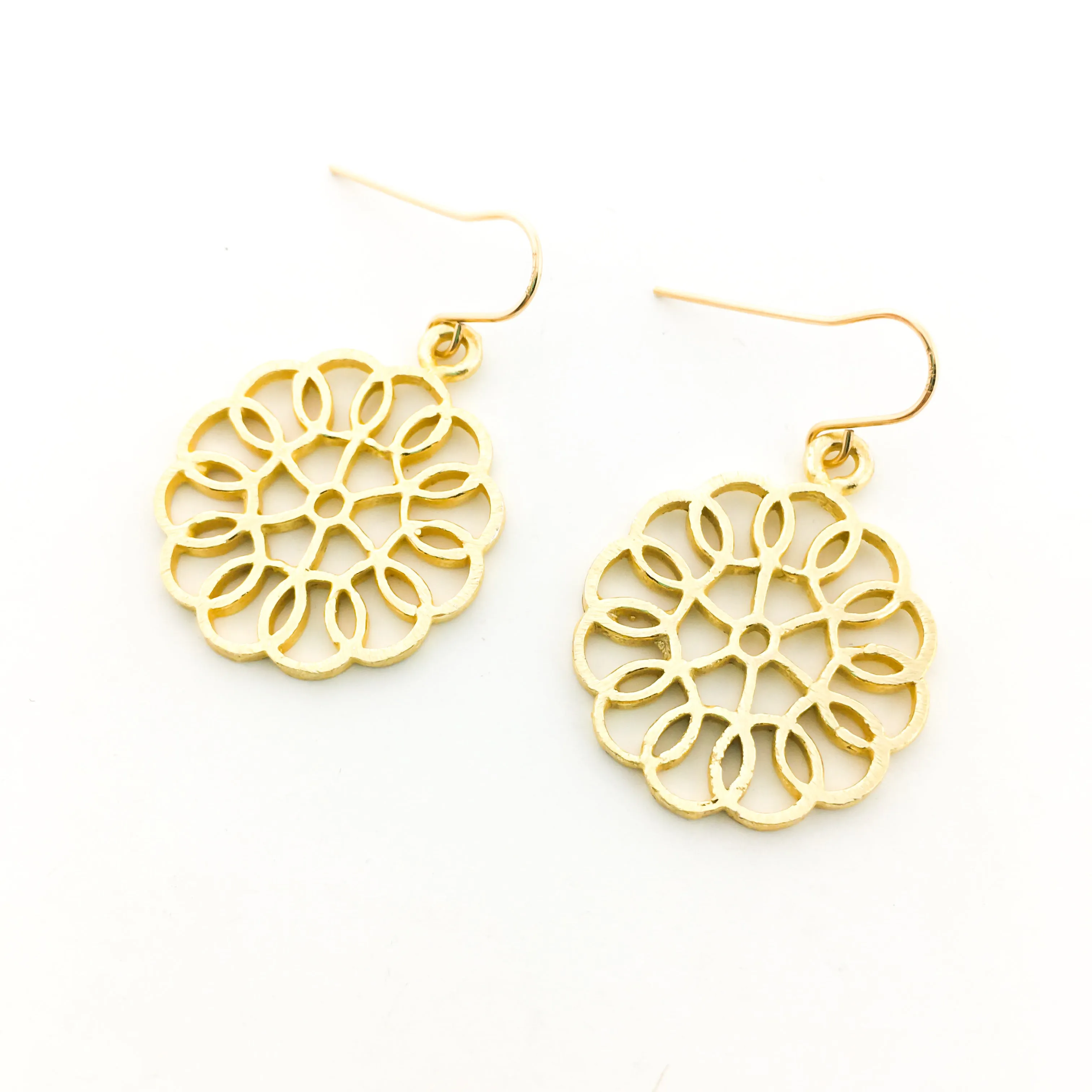 Julianna Brushed Circle Patterned Earrings | Gold